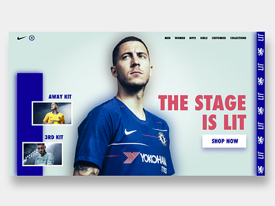 Chelsea Nike Store Landing Page adobe branding chelsea design desktop football graphic design interface nike soccer sport typography ui ui design user interface ux web web design website xd