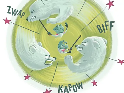 Rudy's Flight 6 book children childrens book fight frog illustration kidlit kidlitart kids picturebook polarbear