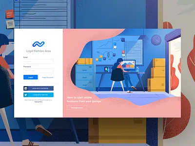 Login Page Experimentation conversion rate optimisation high fidelity illustration landing page login form ui ux design ux challenge
