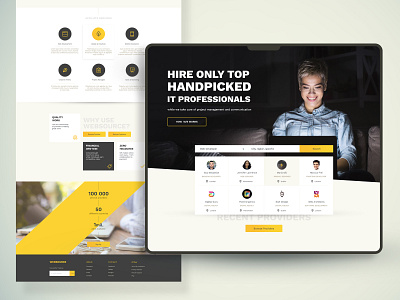 hiring marketplace corporate craigslist freelance header it landing marketplace professional ui ux web webdesign yellow