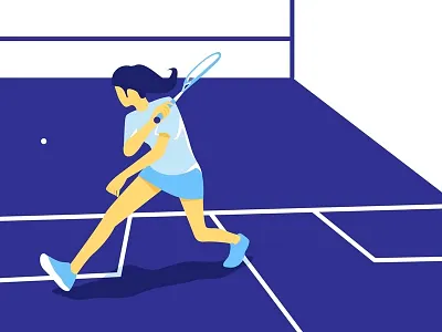 Squash Sport blue court flat design illustration negative space sport squash vector