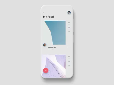 Photo Feed app minimal ui ux web design
