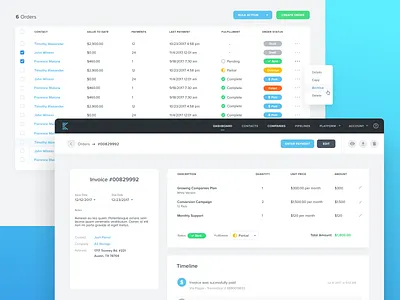 Kizen Order Details amount billing cart crm details ecommerce invoice items list orders products receipt subscriptions webapp
