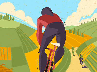 Cyclist/The Great Outdoors adobe illustrator adobeillustrators adventure bicycle colorful competition cyclist digital 2d digital art dynamic green illustration minimal sport illustration tour de france wall art