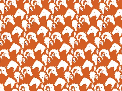 Women And Horses blue fashion fashion illustration horses lips orange patterns white women