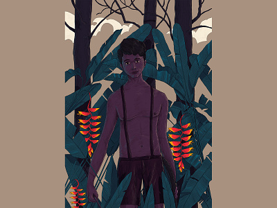 A P P U boy flower heliconia hiwow illustration kerala plants