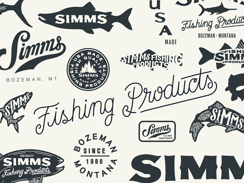 Simms Fishing Products apparel badge fly fishing lettering patch simms fishing tarpon trout typography