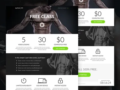 Alpha Fit class cold traffic concept design direct response fitness home homepage lander mockup photoshop product sales sales design sales letter simple site squeeze webinar website