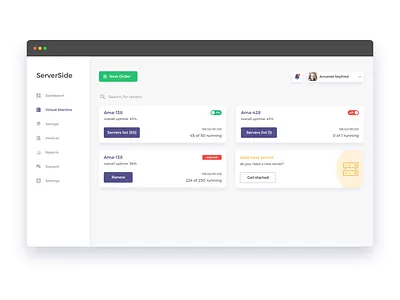 Servers Dashboard clean cloud storage dashboard list minimal navy server storage