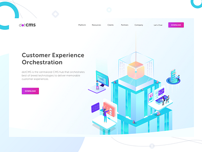 Dotcms Hero Interface app code cube data illustration isometric ui user interface ux waterfall web work