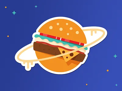 RocketLuncher Stickers I astronaut food hamburger space sticker