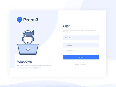Login Screen for Call center Application callcenter laptops login minimal login passwords signin signing signup signupform welcome page