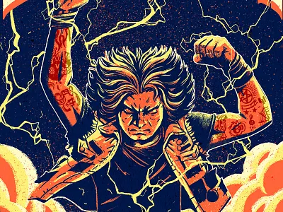 Ludwig beethoven character cloud drawing graphic illustration lightening bolt tattoo texture typography