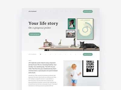 Website My Life Calendar clean header header image horizontal scroll how it works idea landing page minimal pastel colors poster product website shipping ui uidesign ux design webapp webdesign webpage website