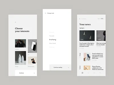 My News App - Daily Routine Concept ai app article interaction learning machine minimal news ui ux