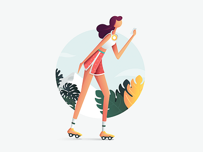 Never stop character design drawing girl illustraiton mobile app skate ui ux