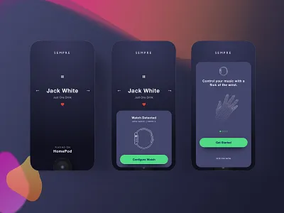 Sempre - watch integration apple watch mobile music player uiux watch wearable wearable tech