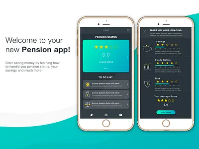 Pension app app app design applicaiton dark design flat design inspiration modern ui
