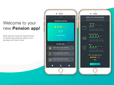 Pension app app app design applicaiton dark design flat design inspiration modern ui