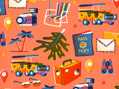Vacation Wallpaper design drawing graphic illustration pattern retro texture vector vintage wallpaper