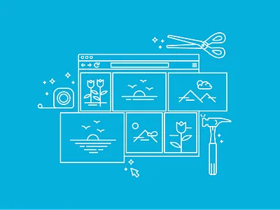 Shiny new things! development gallery hammer illustration in progress monoline photo product scissor