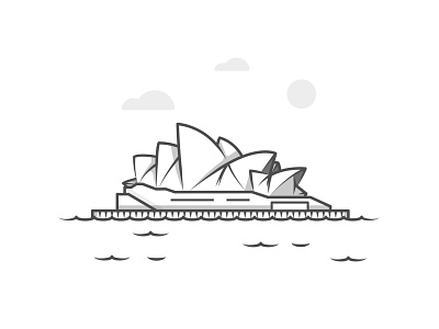 Sydney Opera House black and white dribbble flat house icon illustration landmark opera scene shot stroke sydney sydney opera house vector