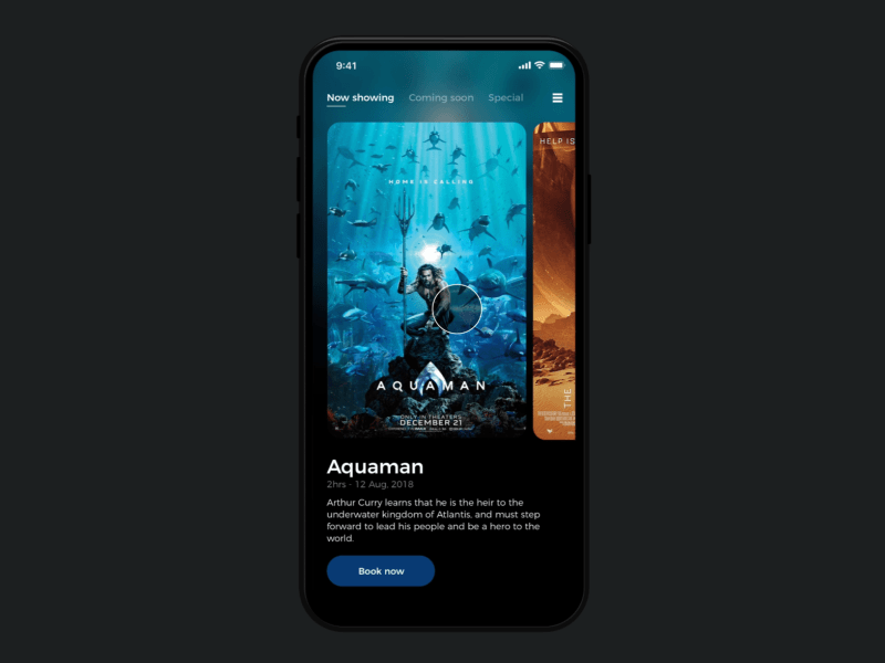Cinema App UI Concept animation app cinema gif sketchnote ui ui ux