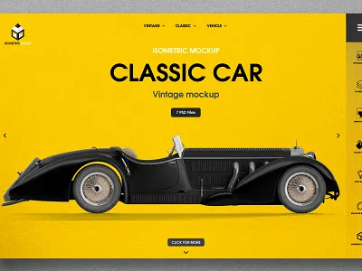 Retro Classic Car mockup american auto beautiful car business car collector custom customizable decorated decoration design elegant goldies mock up mockup old fashioned oldies photoshop print psd