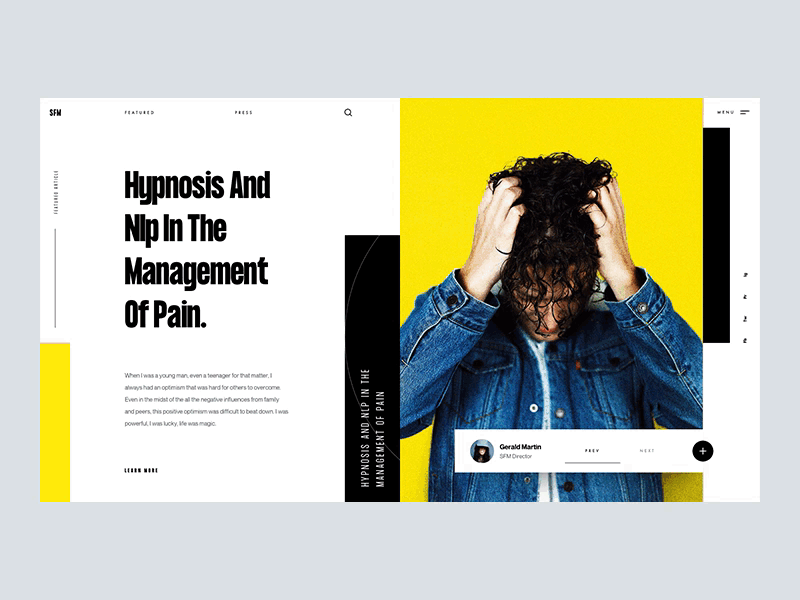 SFM - Layout Exploration animated animation article articles blog clean clean layout creative creative layout interaction layout exploration magazine minimal slide slides ui design ui designer web design web layout website design