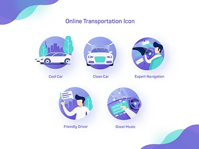 Online Transportation Icon car flat gradient icon illustration online purple ui user