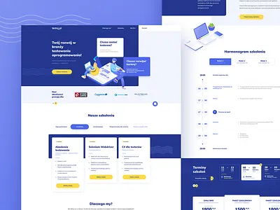 Testuj pl - home page, course details design isometric it modern ui usability testing ux web webdesign