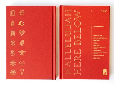 Hallelujah Here Below Book badge book cover book layout book printing branding foil foil stamp grids illustration layout line work lines logo packaging pattern printed system texture typography