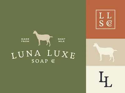 LLSCo. branding design goat illustration logo natural rustic soap typography