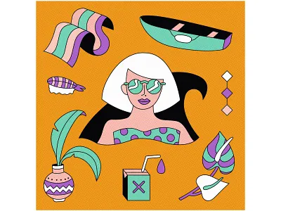 Summer flat holiday illustration pattern summer vector wave woman