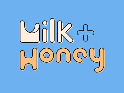 Milk + Honey Vertical Wordmark branding design lettering logo type typography vector wordmark