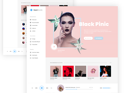 Music Player Web Application app design clean clean design concept creative ui music app music player music player ui ui web app web application web application design webpage website white