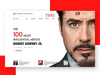 Time Website actor artist banner magazine media news newspaper subscribe time ui ux webdesign website