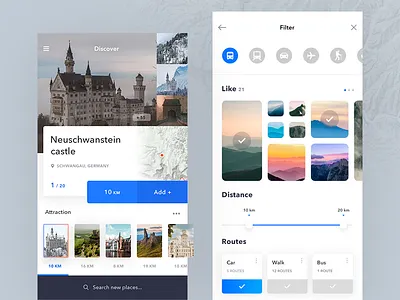 Travel App inspiration ios landscape map mobile nature outdoors road trip travel travel app ui ux