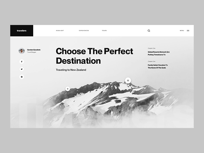 Travelers #2 animated animated design clean creative interaction new zealand scrolling travel travel app travel blog travel blogger travel website ui design ui designer user interaction user interface user interface animation ux design ux designer web design