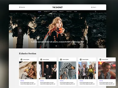 The Shonet Homepage UI bauty card website dark website fashion fashion detail fashion list fashion web homepage landing page lifestyle website design
