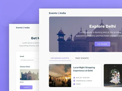 Events in India - Website designs app bigbinary design events flat icon identity illustration india logo minimal ruby typography ui ux vector vlockn web web development website