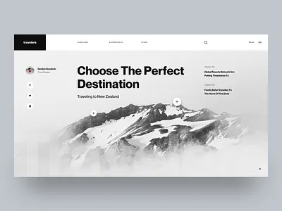 Travelers :: II clean creative destination grid hero header landing page layout exploration magazine news travel travel blog travel blogger traveler travelers traveling ui design ui designer ux designer web design web designer