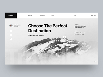 Travelers :: II clean creative destination grid hero header landing page layout exploration magazine news travel travel blog travel blogger traveler travelers traveling ui design ui designer ux designer web design web designer