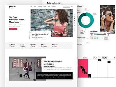Blockchain-based music label homepage ico landing marketing music ui ux website