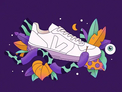 Sneaker Illustration for Veja illusrtation nature pattern plants snake sneaker vector veja