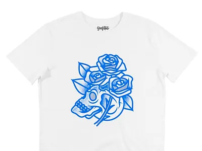 T-Shirt Flower Skull apparel merch roses skull tattoo tee traditional tshirt vector