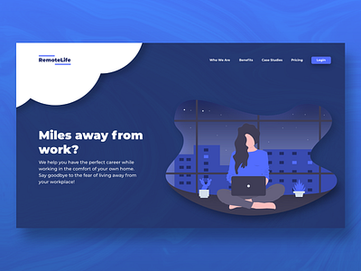 RemoteLife Web UI branding design digital design illustration landing page logo remote ui user experience user interface ux web web design web ui website