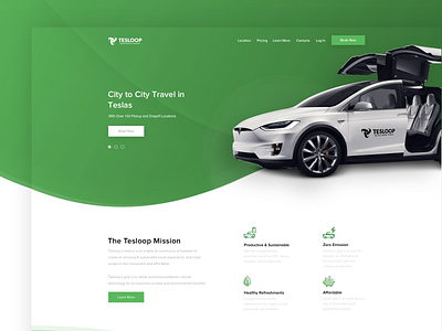 Tesloop - Home Page car car app city clean color design experience home kopanlija mission page simple sketch teslas travel ui ux web website
