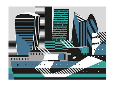 The Square Mile city cityscape dazzle illustration london ship skyline vector