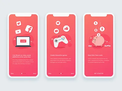 onboarding app clean design facebook icon illustration onboarding ui ux youtube